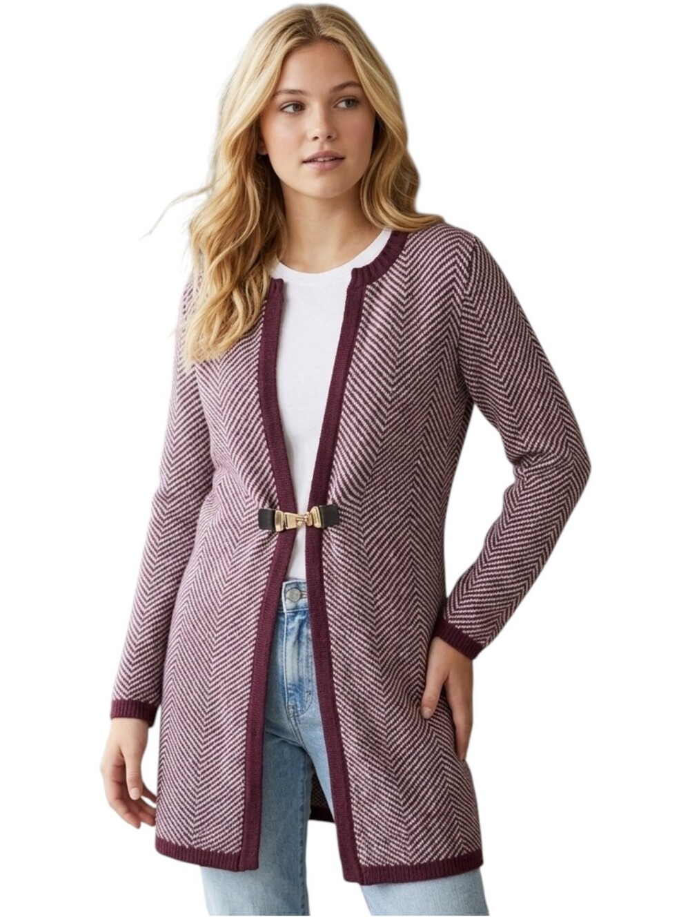 Duster Cardigan MADISON MICHELLE Medium Plum Purple Coatigan